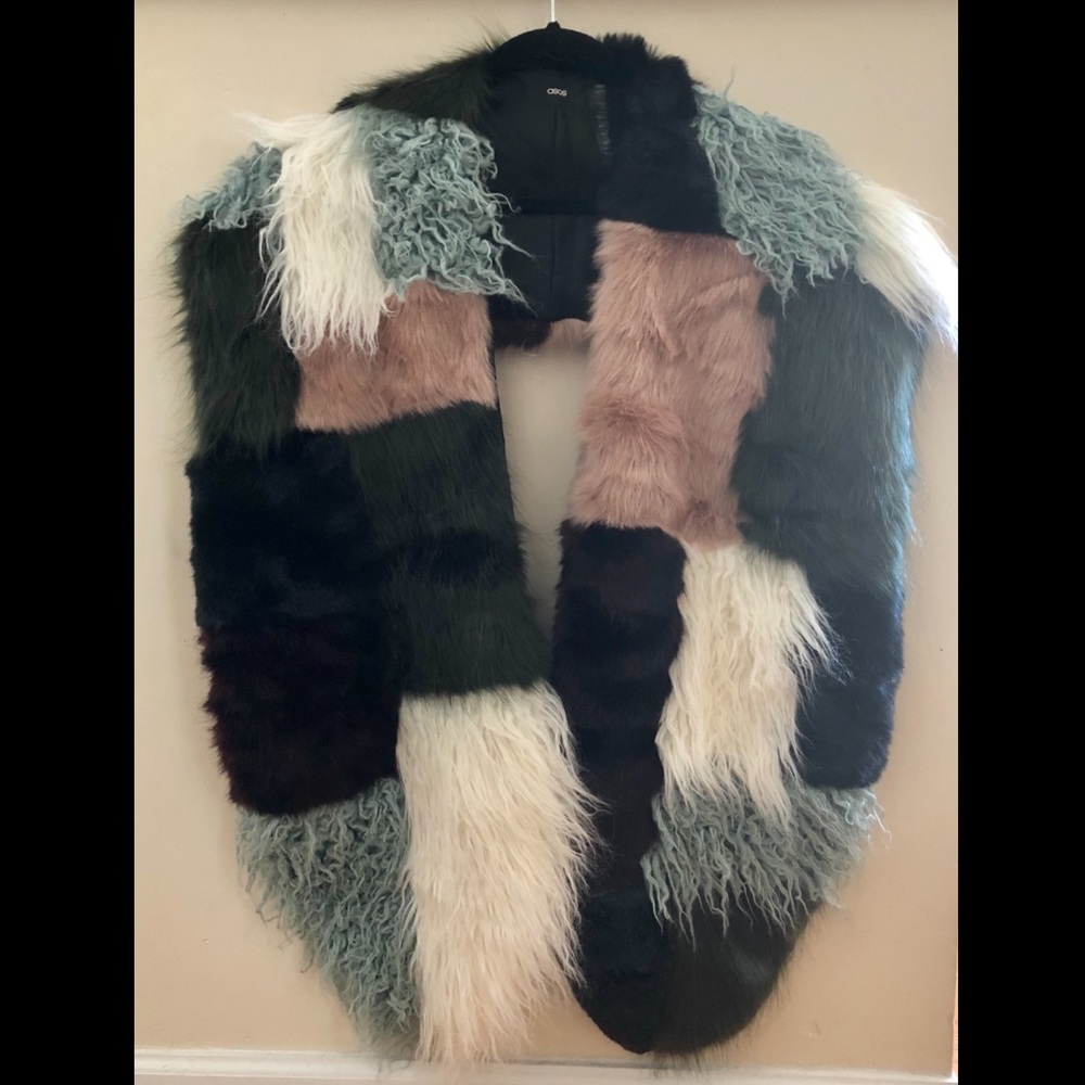 Multi Faux Fur Patchwork Scarf